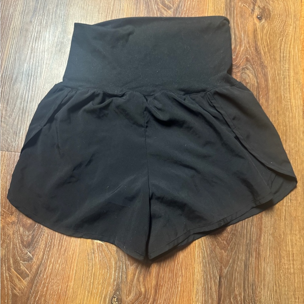 Women's Black Waistband Shorts